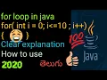 Java in Telugu - for loop in java How to use for loop in java clear Explanation in Telugu