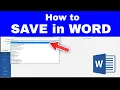How to SAVE Microsoft WORD Documents Simple Methods