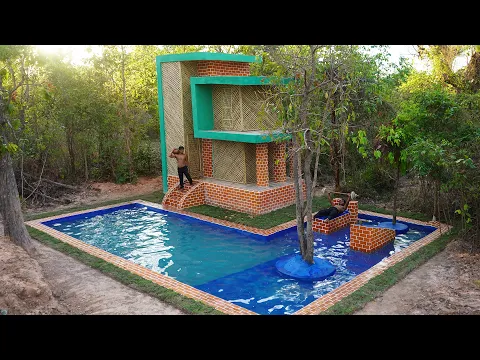 Download MP3 168 Day Build Modern Craft-Bamboo Mud Villa House and Swimming Pool With Private Gym in Forest