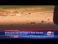 Motorcycle and car crash in West Warwick