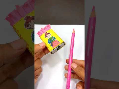 Diy pencil sharpener with match box for kids/ #kidscraft #schoolsupplies #kidscartoon #ytshorts #diy