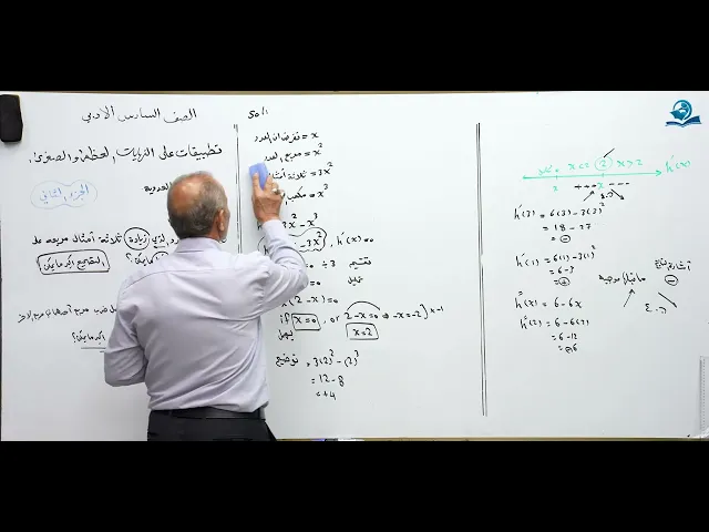 ⁣رياضيات السادس الادبي - الفصل الثالث - تطبيقات على النهايات العظمى والصغرى ج2