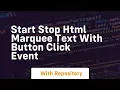 Start stop html marquee text with button click event