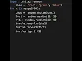 Python program to draw random coloured lines using the Turtle library