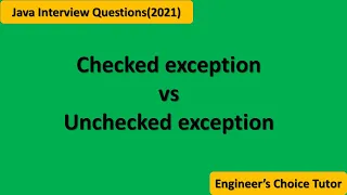 Checked exception vs Unchecked exception Java interview question 2021