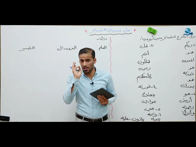 مادة اللغة العربية للصف الاول متوسط : حل تمرينات الضمائر