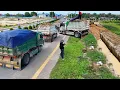 Download Lagu Perfectly Start New Processing Landfill Task! By Truck Dumping Soil in long ditches \u0026 Dozer Pushing