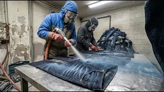 A Korean Factory Damaging New Jeans to Make Them More Expensive