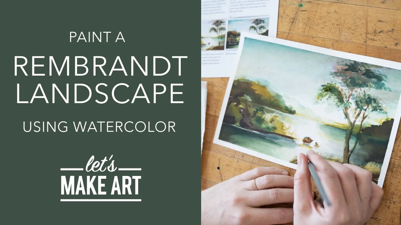 Rembrandt Inspired Landscape | Watercolor Painting by Sarah Cray of Let's Make Art