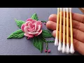 Most Beautiful 3D Rose flower with new trick hand embroidery flower design
