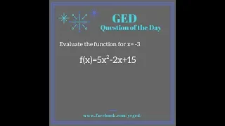 GED Math Prep Evaluate with Function Notation 1 3 Adv