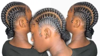 4 Feed In Stitch Braids With Buns