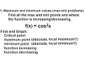 Calculus - Application of Differentiation 7 of 60 Values Ex 6 f x cos 2 x