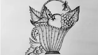how to draw fruit basket easy step by step very easy 