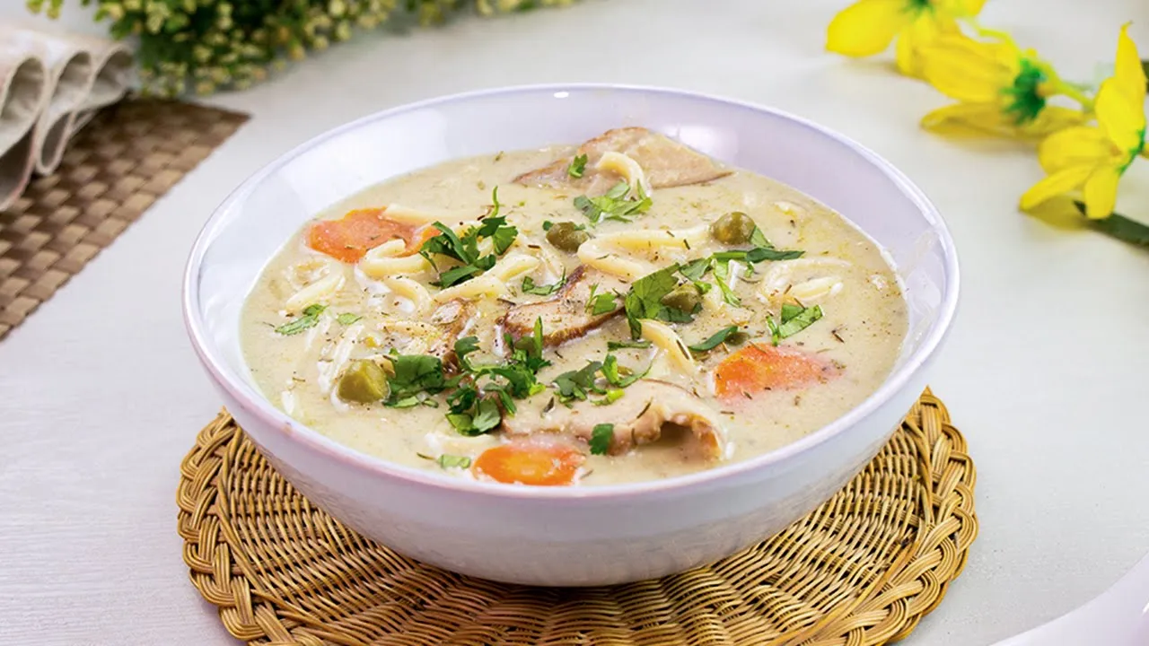 Creamy Chicken Noodles Soup Recipe By SooperChef