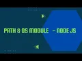Node-JS Path OS module Tamil HarshaSelvi