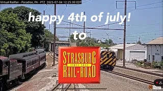 Virtual railfan footage of fireworks Strasburg number 90 and Amtrak number 603