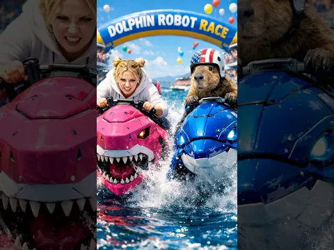 Capybara Raced a Robot Dolphin and Won Despite Emma’s Tricks 🌊🐬 #capybara