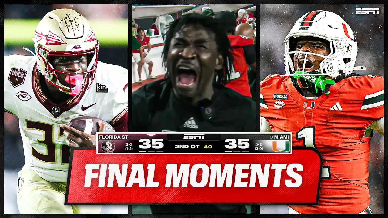DOUBLE-OVERTIME FINISH 🍿 Florida State vs. Miami FINAL MOMENTS | ESPN College Football