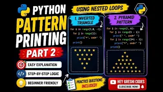 Pattern Printing in Python Part 2 Inverted Triangle Pyramid Pattern Python Tutorial