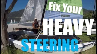 Catamaran weather helm, heavy steering and how to fix it