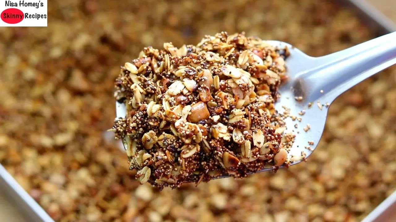 High Protein Chia Seeds and Oats Granola Recipe - Healthy Snacks With Oats   Skinny Recipes