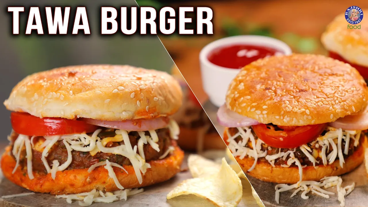 Tawa Burger Recipe   Homemade Veg Burger   Restaurant Style   Aloo Paneer Burger   Quick & Easy