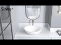 Sinber 16 x 13 Oval Ceramic Bathroom Vanity Vessel Sink Above Counter Basin