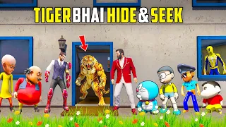 GTA 5 : Rampage & Shinchan🤣 Hide and Seek With Tiger Bhai 🐯 Full Fun #bommalu #gta5telugu #gta5