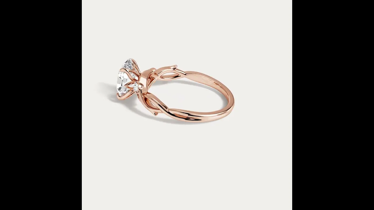 Dorinda丨Oval Cut Lab Diamond Intertwined Accent Engagement Ring