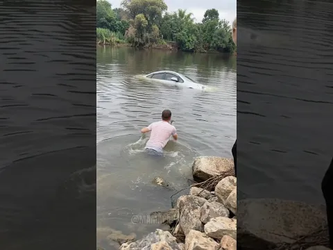 Saving a puppy stuck in drowning car