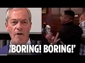 Hilarious moment Nigel Farage heckles heckler \u0026 screams back ‘boring’ as protester is dragged away