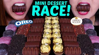 ASMR MINI DESSERT RACE! Dove ice cream bars, Ferrero Rocher, mochi *behind the scenes* VLOG 먹방
