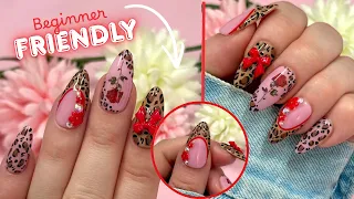 EASY ANIMAL PRINT WITH RED ACCENT PRESS ON NAIL TUTORIAL MAKE A NAIL SET FOR ME MADAM GLAM