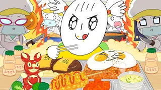 급식먹방4탄! (김치볶음밥,함박스테이크,핫도그) / school lunch Mukbang4! Animation ASMR /foomuk