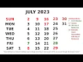 July Calendar 2023