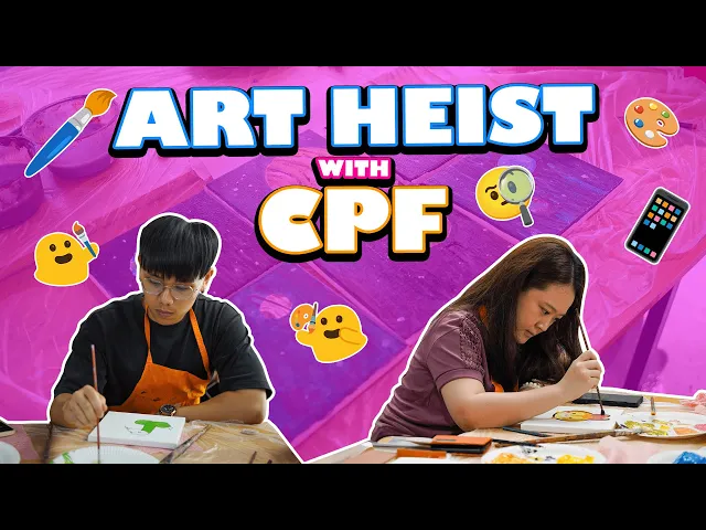 CPF staff paint their canvases at an Art Heist session