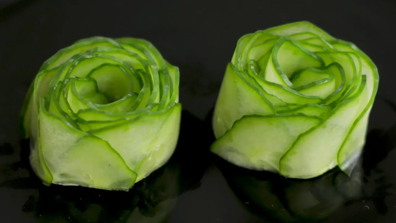 How to Make Cucumber Rose Garnish