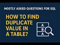 How to Find Duplicate Values in a Table Using SQL Most Asked SQL Interview Question