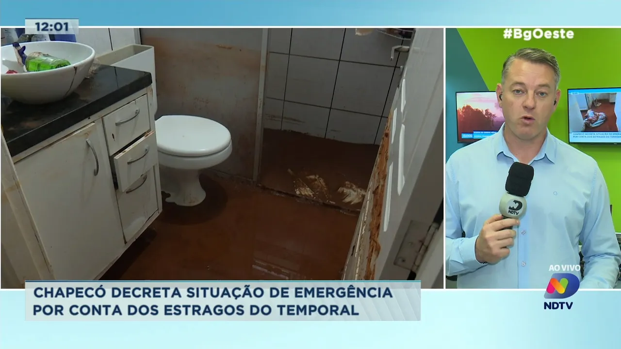 Chapecó decreta situação de emergência por conta dos estragos do temporal