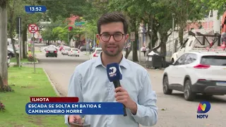 Ilhota: escada se solta em batida e caminhoneiro morre