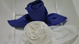 طريقة طي المناديل الورقيه على شكل ورده صغيره سهله وانيقه جدا 