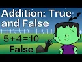 Halloween Addition True and False Add to 10 Math Brain Break