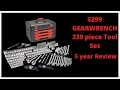 GEARWRENCH 239 Pc Mechanics Tool Set in 3 Drawer 5 yr Review