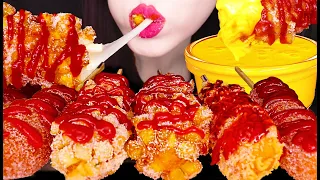 ASMR CHEESY HOT DOG, CORN DOG 명랑 핫도그, 치즈 소스 먹방 MUKBANG, EATING