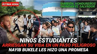 😳NIÑ0S CRUZAN UN PASO PELIGR0S0 Y NAYIB LES HIZO UNA PROMESA.| TAMBIÉN, MILES DE HONDUREÑOS INGRESAN
