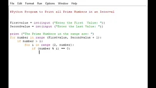 Python Program to Print all Prime Numbers in an Interval