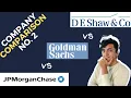 Company Comparison D E Shaw VS Goldman Sachs VS J P Morgan Interview prep Salary exposure