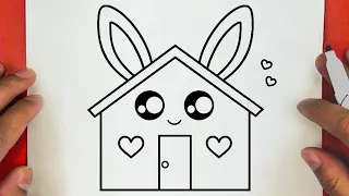 كيف ترسم منزل كيوت وسهل خطوة بخطوة رسم سهل تعليم الرسم للمبتدئين Cute House Drawing 