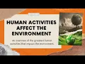 Human Activities Affect the Environment I Human Impacts on the Earth s Systems I Types of Pollutions